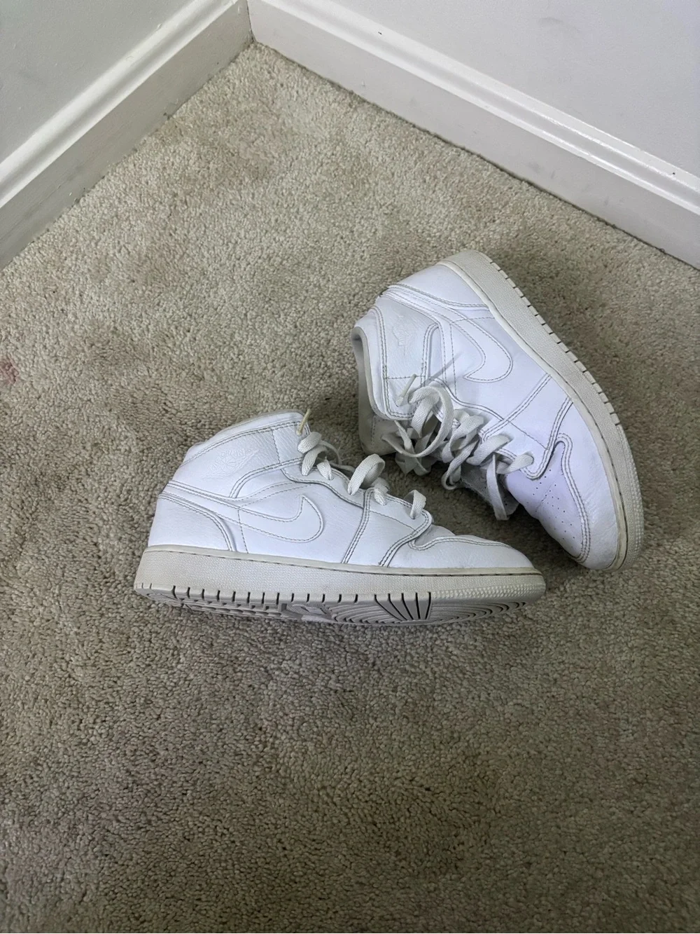 Nike Kids White High-Top Sneakers with Swoosh